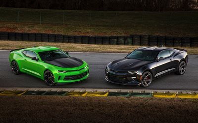 Chevrolet Camaro de 2017, coches, coches del m&#250;sculo, pista de carreras, Chevrolet