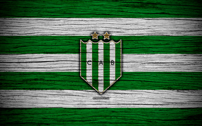 Banfield, 4k, Superliga, logo, AAAJ, Argentina, soccer, Banfield FC, football club, wooden texture, FC Banfield