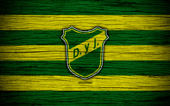 Defensa y Justicia, 4k, Superliga, logo, AAAJ, Argentina, soccer, Defensa y Justicia FC, football club, wooden texture, FC Defensa y Justicia