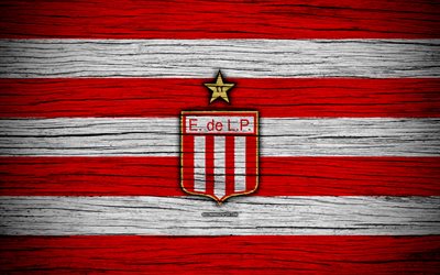 Estudiantes, 4k, Superliga, logo, AAAJ, Argentina, soccer, Estudiantes FC, football club, wooden texture, FC Estudiantes