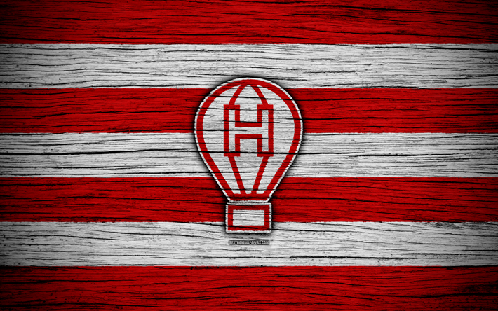 Huracan, 4k, Superliga, logo, AAAJ, Argentina, soccer, Huracan FC, football club, wooden texture, FC Huracan