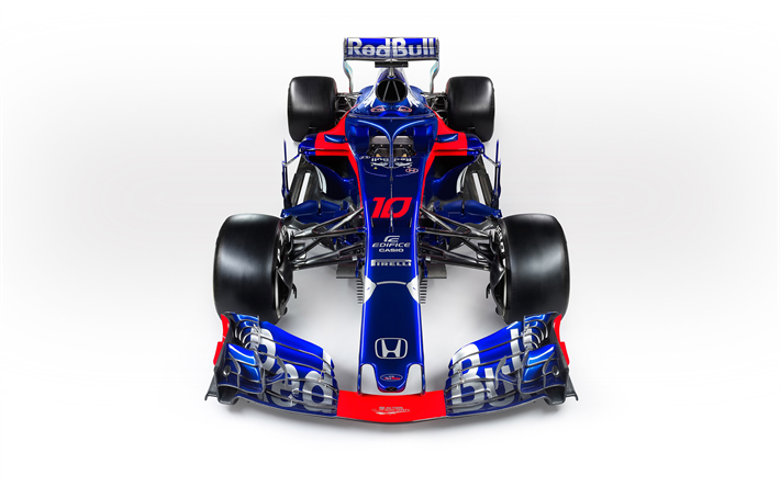 Toro Rosso STR13, 2018, la Formule 1, HALO, nouvelle voiture de course, F1, HALO de protection, de nouveaux pilotes de protection du poste de pilotage de protection, Red Bull