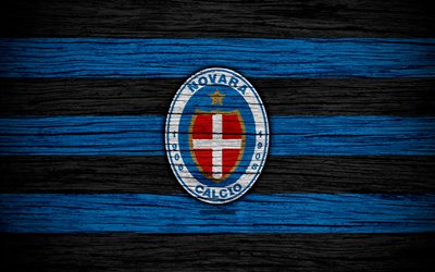 Novara Calcio, Serie B, 4k, football, wooden texture, black and blue lines, Italian football club, Novara FC, logo, emblem, Novara, Italy