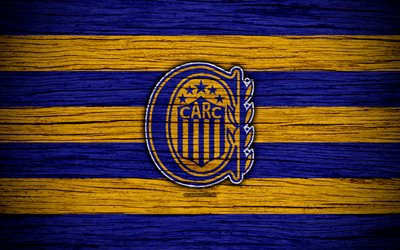 Rosario Central, 4k, Superliga, logo, AAAJ, Argentina, soccer, Rosario Central FC, football club, wooden texture, FC Rosario Central