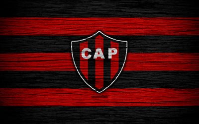 Patronato, 4k, Superliga, logo, AAAJ, Argentina, soccer, Patronato FC, football club, wooden texture, FC Patronato
