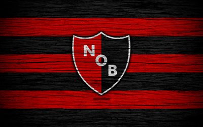 Newells Old Boys, 4k, Superliga, logo, AAAJ, Argentina, soccer, Newells Old Boys FC, football club, wooden texture, FC Newells Old Boys