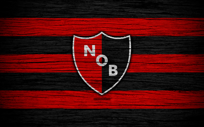 Newells Old Boys, 4k, Superliga, logo, AAAJ, Argentina, futebol, Newells Old Boys FC, clube de futebol, textura de madeira, FC Newells Old Boys