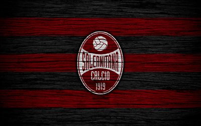 US Salernitana 1919, Serie B, 4k, football, wooden texture, red black lines, Italian football club, Salernitana FC, logo, emblem, Salerno, Italy