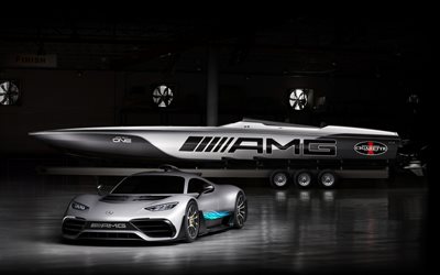 Cigarette Racing 515 Projektet En, Mercedes-AMG-Projektet En, 2018, hybrid-superbil, sport coupe, racing b&#229;t, 4k, Mercedes-AMG