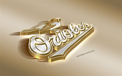 Baltimore Orioles, American baseball club, MLB, Golden Silver logo, Baltimore, Maryland, USA, Major League Baseball, 3d golden emblem, creative 3d art, baseball