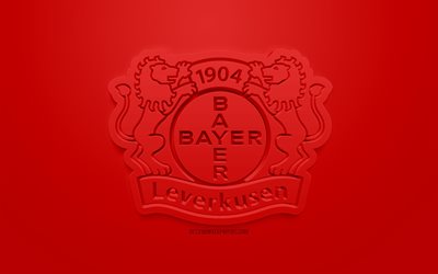 Le Bayer 04 Leverkusen, cr&#233;atrice du logo 3D, fond rouge, 3d embl&#232;me, club de football allemand, de la Bundesliga, Leverkusen, Allemagne, art 3d, le football, l&#39;&#233;l&#233;gant logo 3d