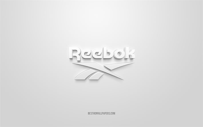 Logo Reebok, fond blanc, logo Reebok 3d, art 3D, Reebok, logo des marques, logo Reebok, logo Reebok blanc 3d