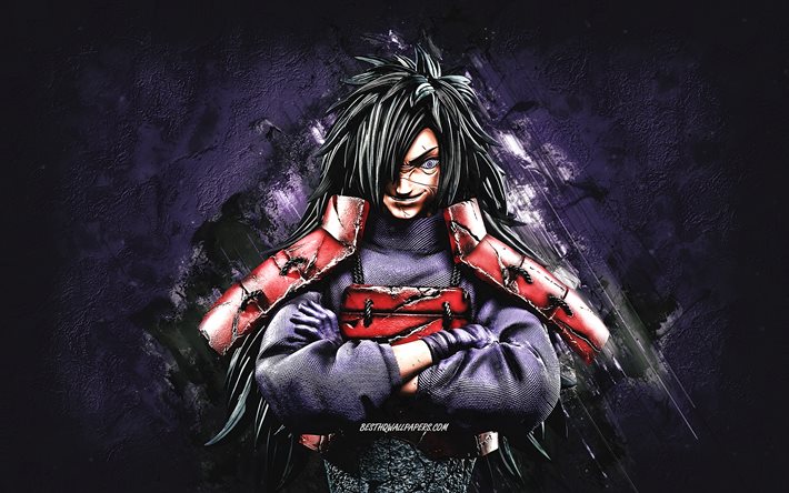 Madara Uchiha, Naruto, portrait, purple stone background, Uchiha Madara, Naruto characters, Madara Uchiha Naruto