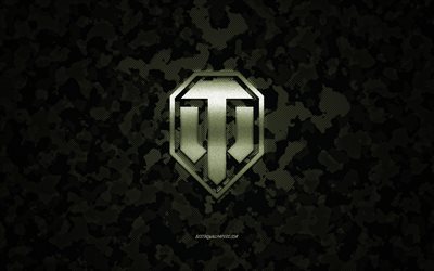 Logo World of Tanks, texture carbone camouflage, WoT, embl&#232;me de World of Tanks, fond de camouflage vert, logo WoT, World of Tanks