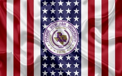 Prairie View AM University Emblem, American Flag, Prairie View AM University logo, Prairie View, Texas, USA, Prairie View AM University