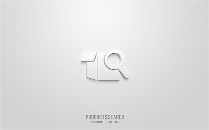 Products Search 3d icon, white background, 3d symbols, Products Search, Shopping icons, 3d icons, Products Search sign, Shopping 3d icons