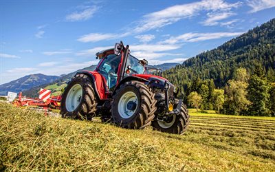 Lindner Lintrac 115 LS, HDR, aurauskentt&#228;, 2021 traktorit, punainen traktori, maatalouskoneet, maatalous, Lindner