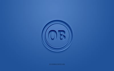 Odense BK, creative 3D logo, blue background, 3d emblem, Danish football club, Danish Superliga, Odense, Denmark, 3d art, football, Odense BK 3d logo