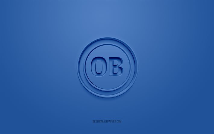 odense bk, kreatives 3d-logo, blauer hintergrund, 3d-emblem, d&#228;nischer fu&#223;ballverein, d&#228;nische superliga, odense, d&#228;nemark, 3d-kunst, fu&#223;ball, odense bk 3d-logo