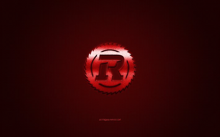 Logo Ottawa Redblacks, squadra di calcio canadese, CFL, logo rosso, sfondo rosso in fibra di carbonio, football canadese, Ottawa, Canada, Ottawa Redblacks