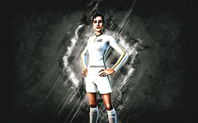 Fortnite Pitch Patroller Skin, Fortnite, main characters, white stone background, Pitch Patroller, Fortnite skins, Pitch Patroller Skin, Santos FC Fortnite, Pitch Patroller Fortnite, Fortnite characters