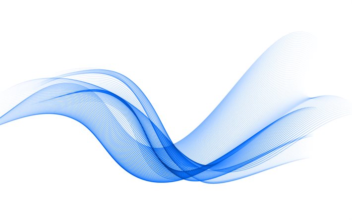 青い煙の背景, 4k, 青い抽象的な波, 青い抽象的な煙の背景, 青い波の背景, 抽象的な波