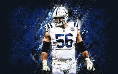Quenton Nelson, Indianapolis Colts, NFL, American football, blue stone background, National Football League