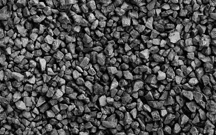 黒い石, 4k, 黒い石の質感, 小石の背景, 砂利のテクスチャ, 小石のテクスチャ, 石の背景, 茶色の小石, 黒の背景, ぺブル, 黒の小石のテクスチャ