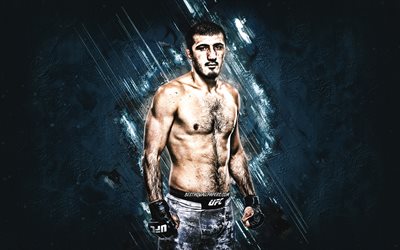 Ramazan Emeev, MMA, UFC, Russian fighter, blue stone background, Ultimate Fighting Championship