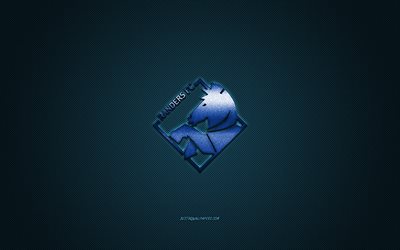 Randers FC, Danish football club, Danish Superliga, blue logo, blue carbon fiber background, football, Randers, Denmark, Randers FC logo