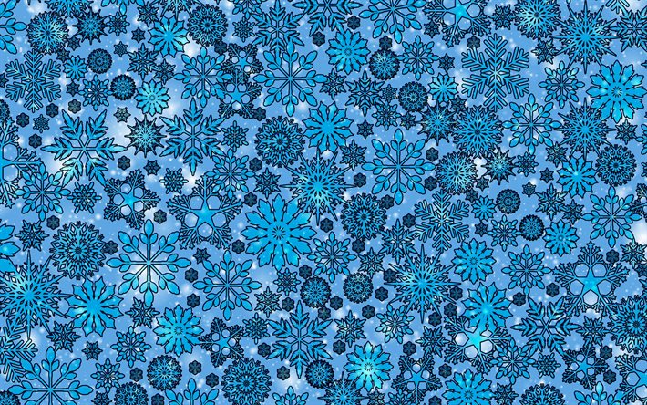 Texture de flocons de neige bleu, texture d&#39;ornement de flocons de neige, texture d&#39;hiver, fond bleu avec des flocons de neige, fond d&#39;hiver