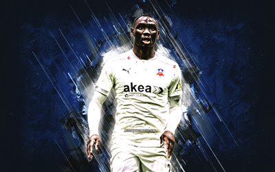 Ravy Tsouka, Helsingborgs IF, Congo footballer, blue stone background, football