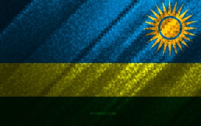 Flag of Rwanda, multicolored abstract, Rwanda mosaic flag, Rwandan, mosaic art, Rwanda flag