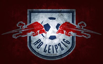 RB Leipzig, German football club, red stone background, RB Leipzig logo, grunge art, Bundesliga, football, Germany, RB Leipzig emblem