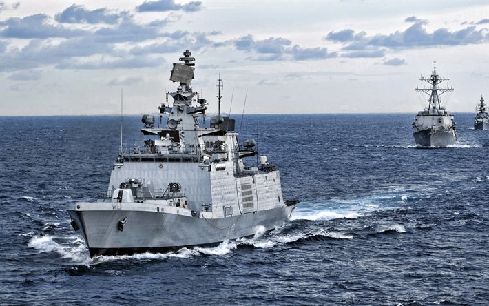INS Satpura, F48, Indian Navy, stealth multi-role fregatt, Shivalik-class, Indian fregatt, Indian warships, USS Halsey, DDG-97, United States Navy