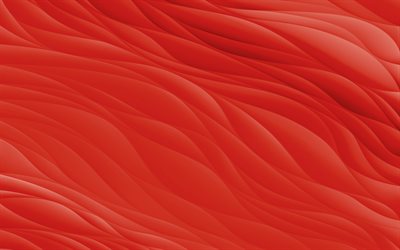 textura de gesso ondas vermelhas, 4k, fundo ondas vermelhas, textura de gesso, textura de ondas, textura de ondas vermelhas