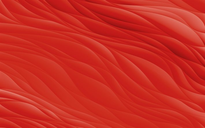 punaiset aallot kipsi rakenne, 4k, punaiset aallot tausta, kipsi rakenne, aallot rakenne, punaiset aallot rakenne