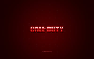 Call of Duty, popular game, Call of Duty red logo, red carbon fiber background, Call of Duty logo, Call of Duty emblem
