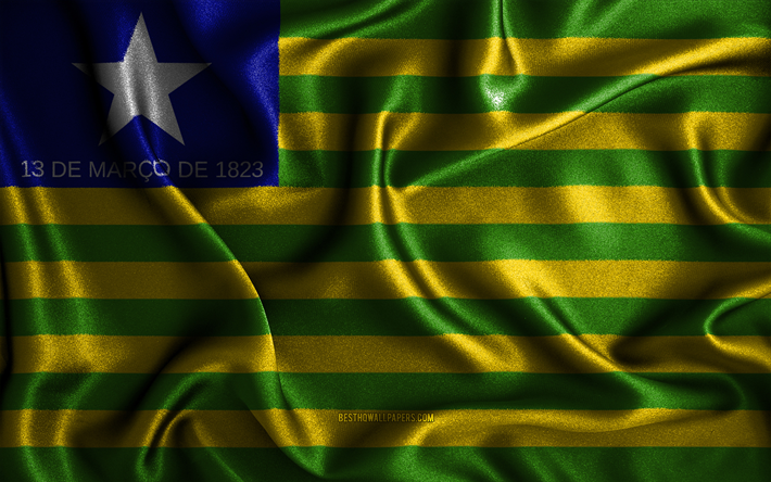 piaui-flagge, 4k, seidenwellenfahnen, brasilianische staaten, tag von piaui, stofffahnen, flagge von piaui, 3d-kunst, piaui, s&#252;damerika, staaten von brasilien, piaui 3d-flagge, brasilien