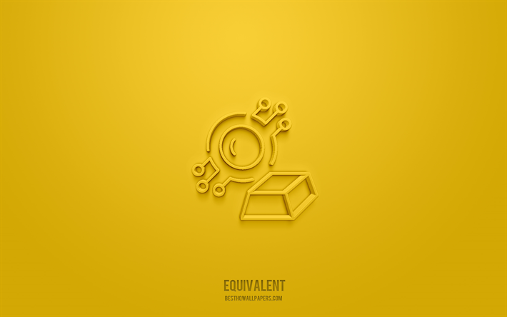 equivalent 3d icon, yellow background, 3d symbols, equivalent, business icons, 3d icons, equivalent sign, business 3d icons