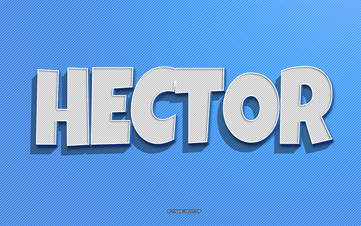 Hector, blue lines background, wallpapers with names, Hector name, male names, Hector greeting card, line art, picture with Hector name