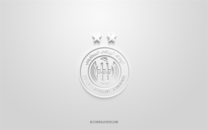 IS Setif, luova 3D-logo, valkoinen tausta, Algerian jalkapalloseura, Ammattilaisliigan 1, Setif, Algeria, 3d-taide, jalkapallo, ES Setif 3d-logo