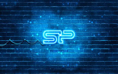 Silicon Power blue logo, 4k, blue brickwall, Silicon Power logo, brands, Silicon Power neon logo, Silicon Power