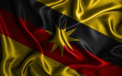 Sarawak flag, 4k, silk wavy flags, brazilian states, Day of Sarawak, fabric flags, Flag of Sarawak, 3D art, Sarawak, Asia, States of Malaysia, Sarawak 3D flag, Malaysia