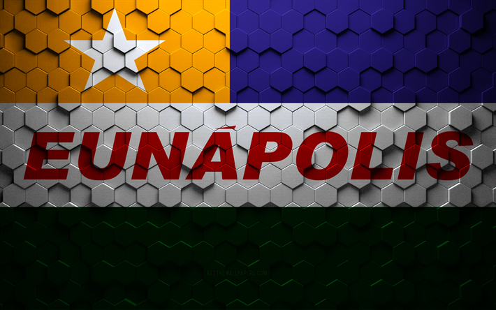 Flagga av Eunapolis, honeycomb art, Eunapolis hexagoner flagga, Eunapolis 3D hexagoner konst, Eunapolis flagga