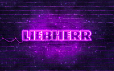 Liebherr violet logo, 4k, violet brickwall, Liebherr logo, brands, Liebherr neon logo, Liebherr