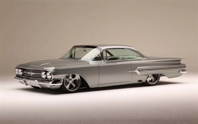 1960, Chevrolet Impala, framifrån, exteriör, silver Impala, 1960 Impala tuning, veteranbil, Chevrolet