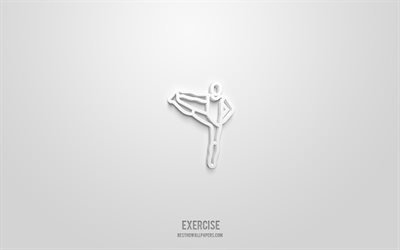 Exercise 3d icon, white background, 3d symbols, Exercise, sport icons, 3d icons, Exercise sign, sport 3d icons