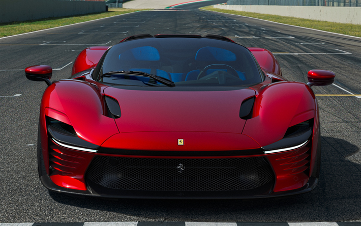 Ferrari Daytona SP3, front view, exterior, supercar, red Daytona SP3, Italian sports cars, Ferrari
