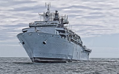 HMS Bulwark, L15, 4k, vector art, HMS Bulwark drawing, creative art, HMS Bulwark art, vector drawing, abstract ships, HMS Bulwark L15, Royal Navy
